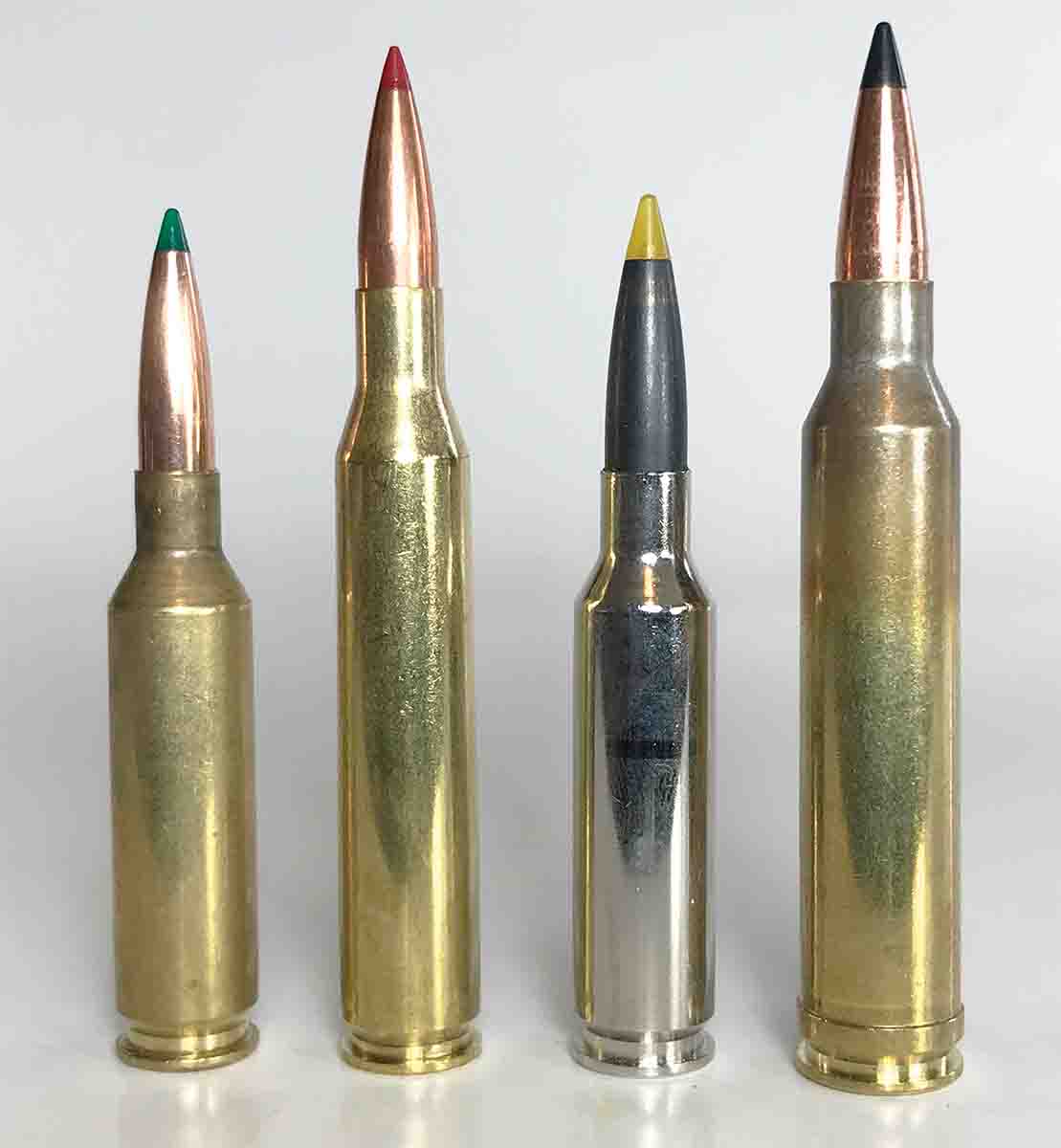 In recent years, several other cartridges have eclipsed the .25-06 as a long-range cartridge. This lineup includes the (1) 6mm Creedmoor, (2) .25-06, (3) 6.5 Creedmoor and the (4) 7mm Remington Magnum.